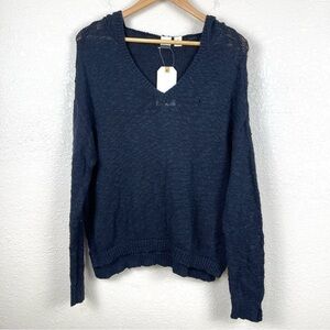 Roxy Black Knit Long Sleeve Hooded Pullover Sweater Size Small Women